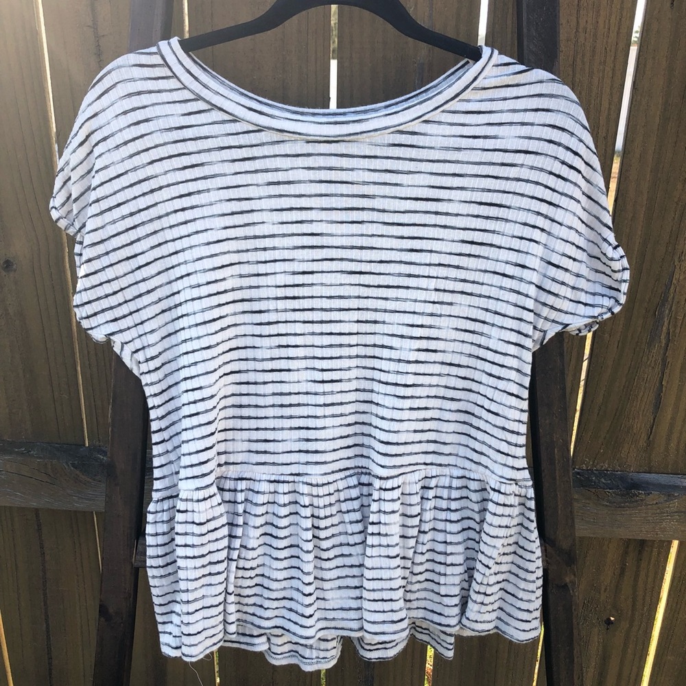 Black and white peplum shirt